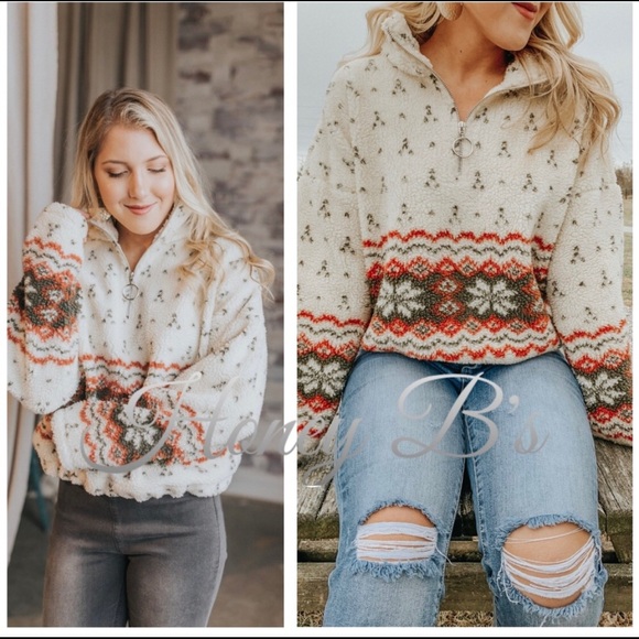 Fair Isle Sherpa Teddy Sweater - Picture 4 of 5